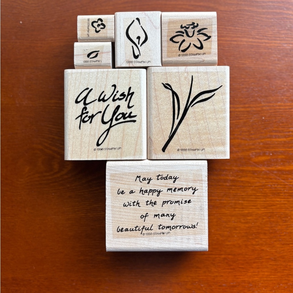 Stampin' Up! “A Wish For You”Wooden Stamp Set of 7 1998
